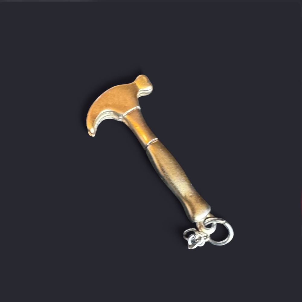 Hammer-Shaped Pendant or charm for necklace or bracket in Brass Tone